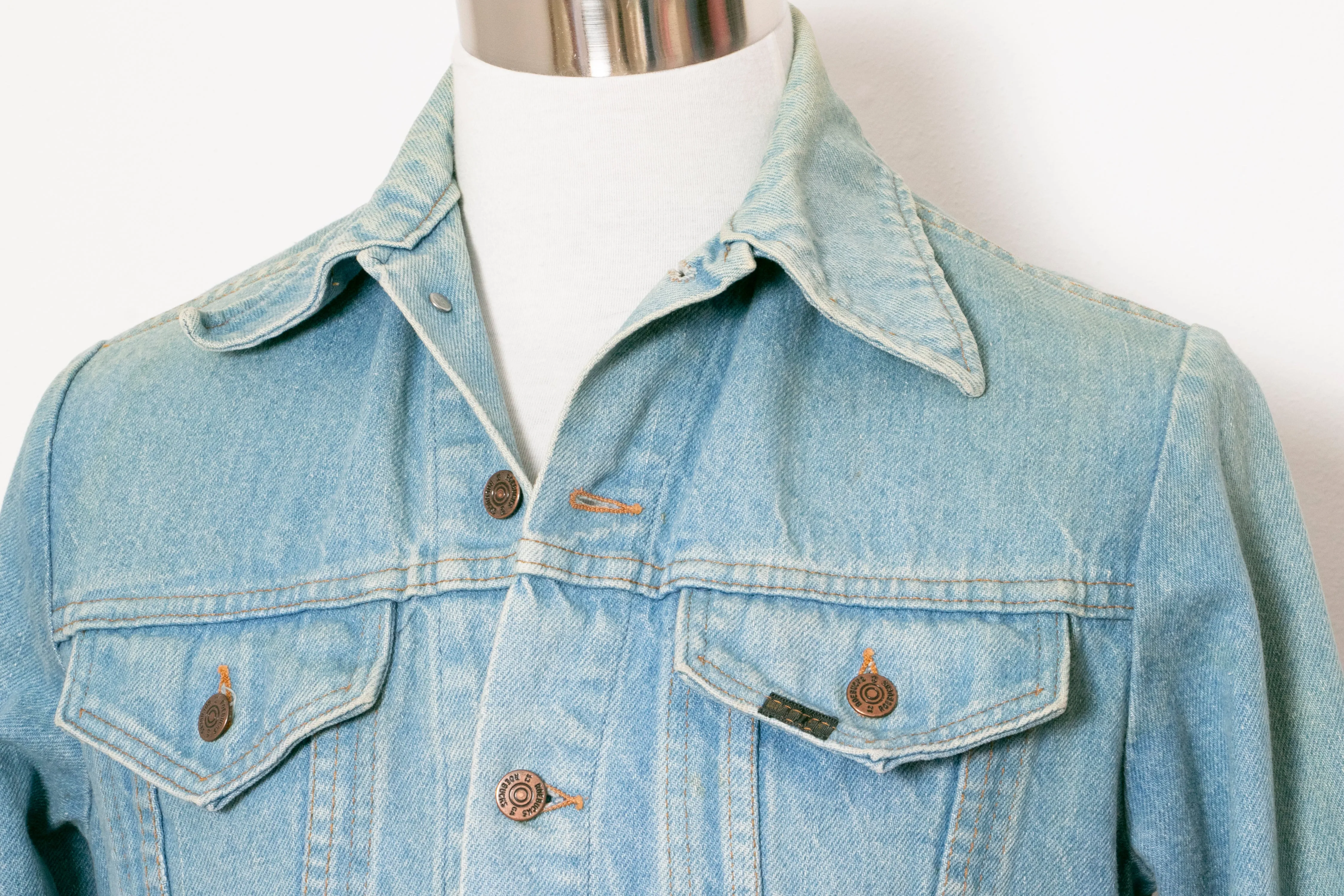 1970s Men's Denim Jacket Cotton Roebucks M