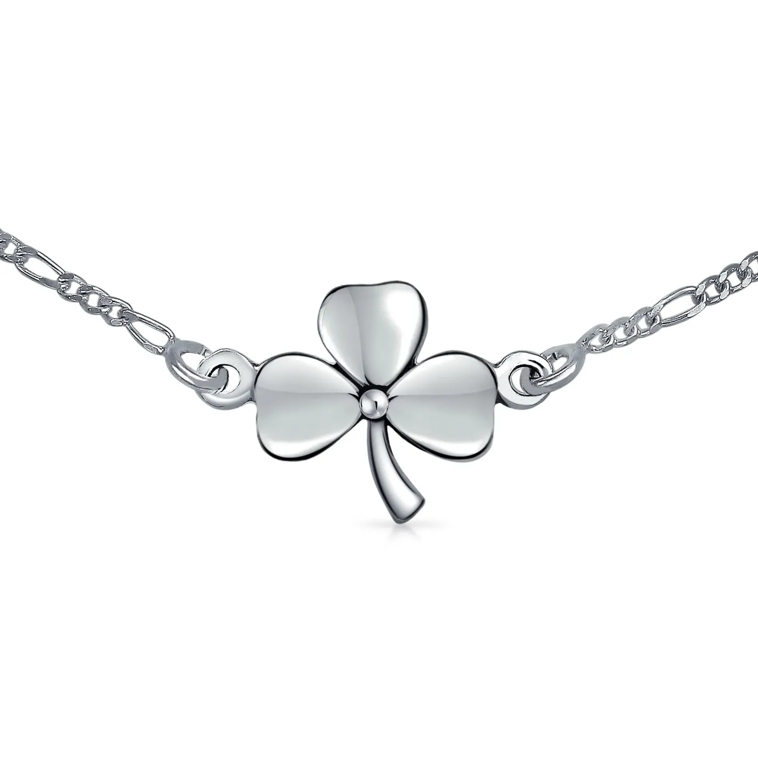 3-4 Leaf  Shamrock Flower Clover Anklet Charm Anklet Sterling Silver