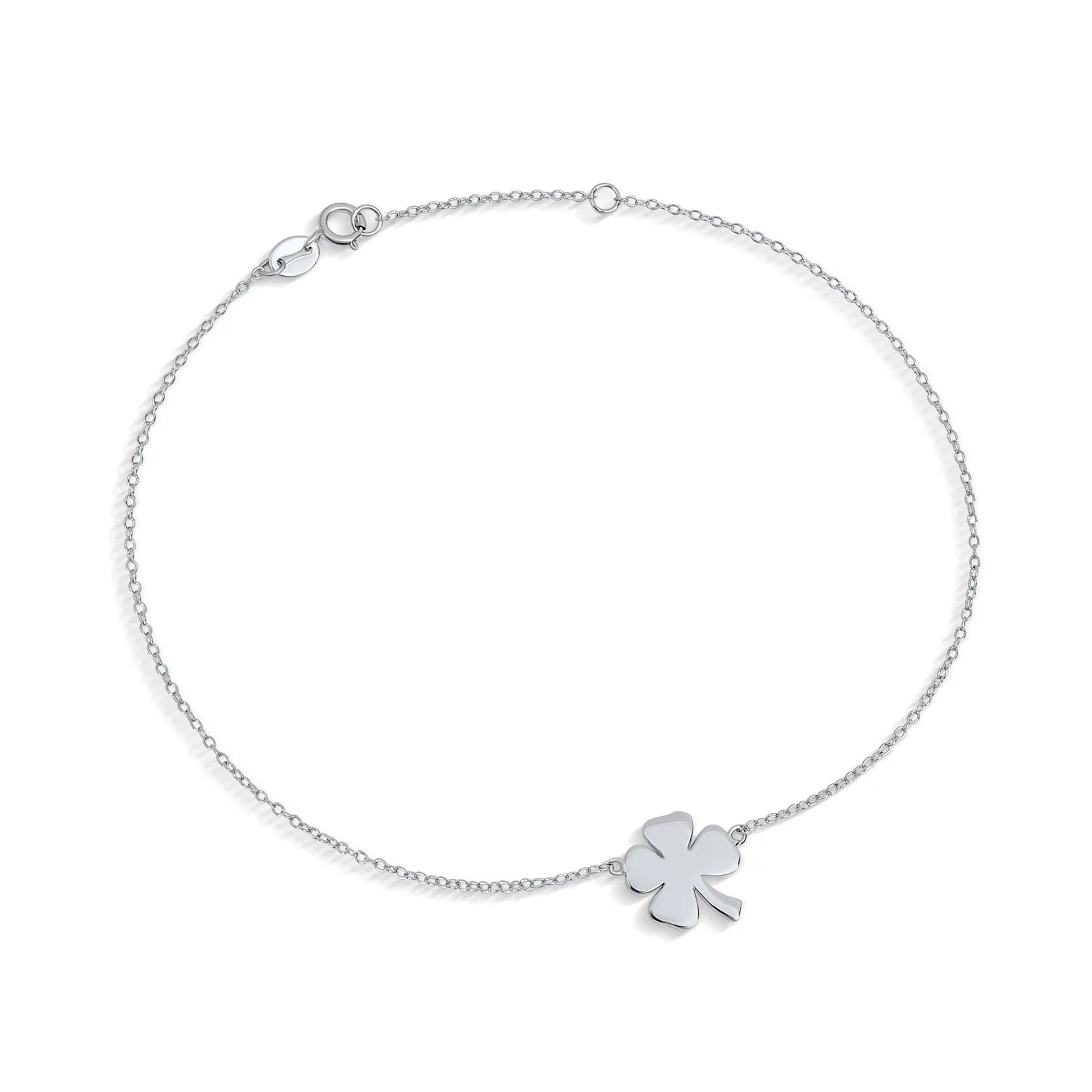 3-4 Leaf  Shamrock Flower Clover Anklet Charm Anklet Sterling Silver