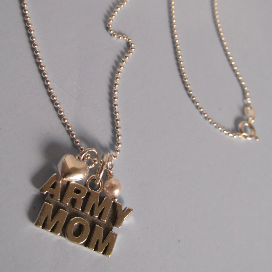 Army Mom Necklace Military Sterling Silver Birthstone