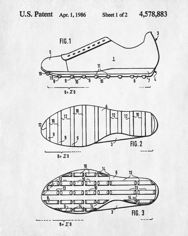 Curling Shoes Patent Print Winter Sports Blueprint Poster