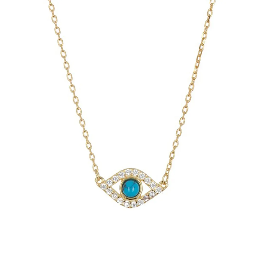 Evil Eye Charm Necklace silver gold