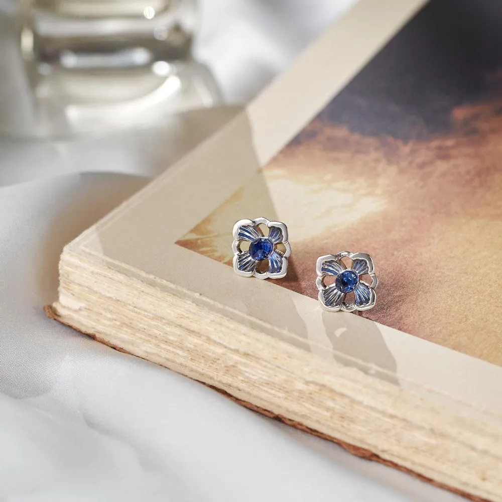 Forbidden Spring Large Stud Earrings - Sterling Silver - Moonstone