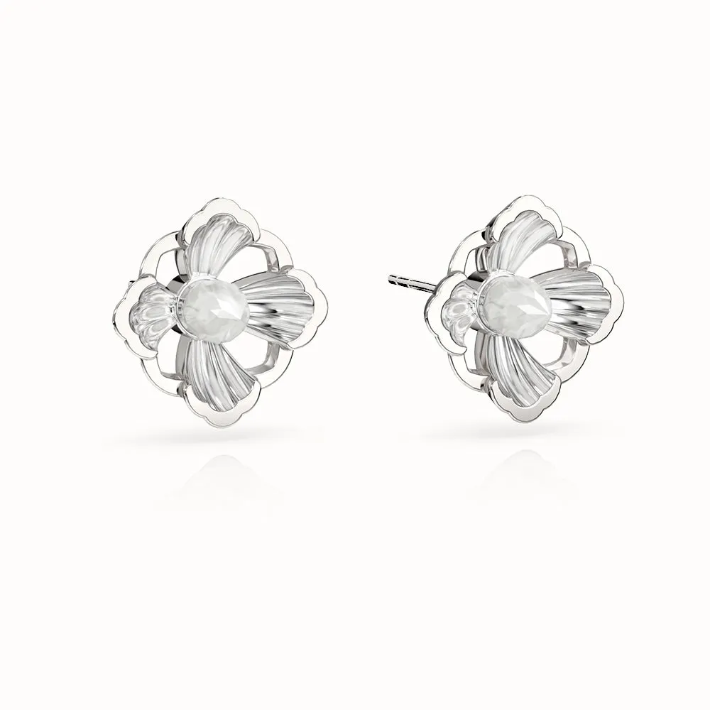 Forbidden Spring Large Stud Earrings - Sterling Silver - Moonstone