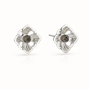 Forbidden Spring Large Stud Earrings - Sterling Silver - Smoky Quartz