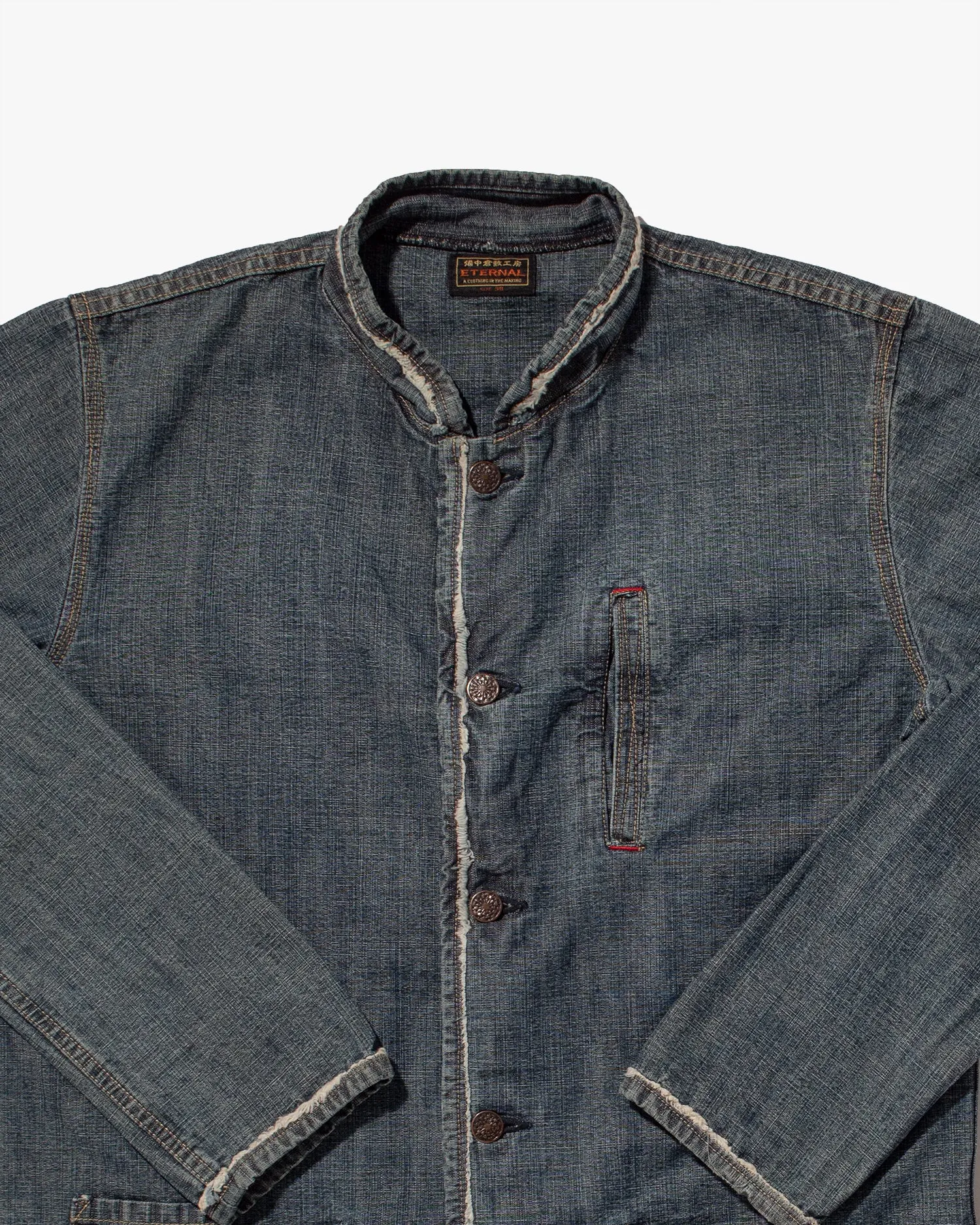 Japanese Repro Denim Coverall Chore Coat, Eternal Brand, Frayed Denim - M