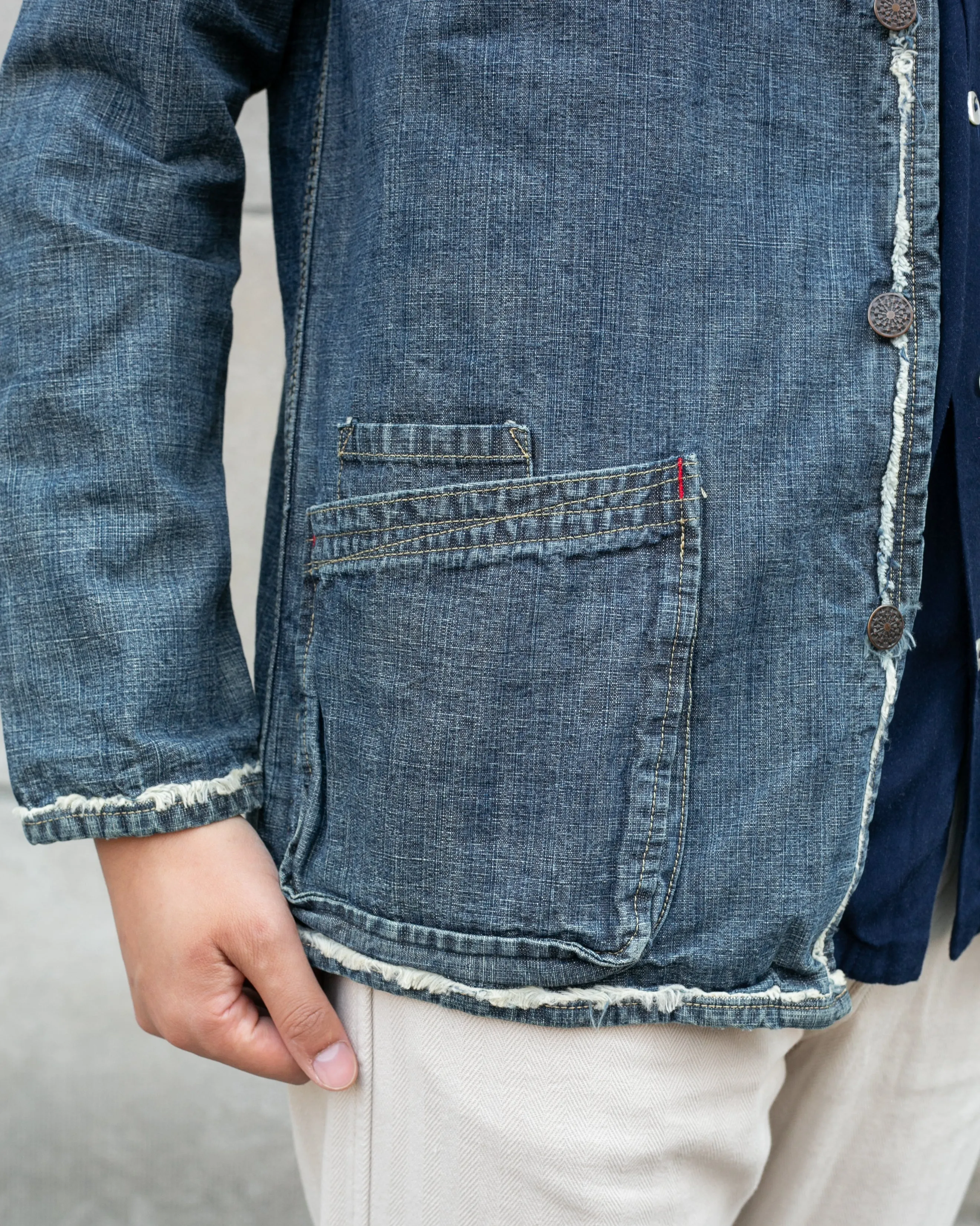 Japanese Repro Denim Coverall Chore Coat, Eternal Brand, Frayed Denim - M