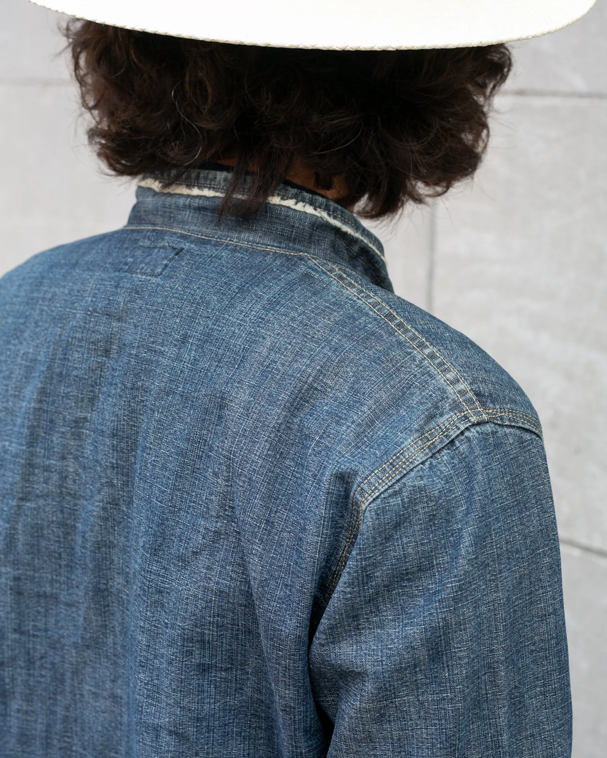 Japanese Repro Denim Coverall Chore Coat, Eternal Brand, Frayed Denim - M