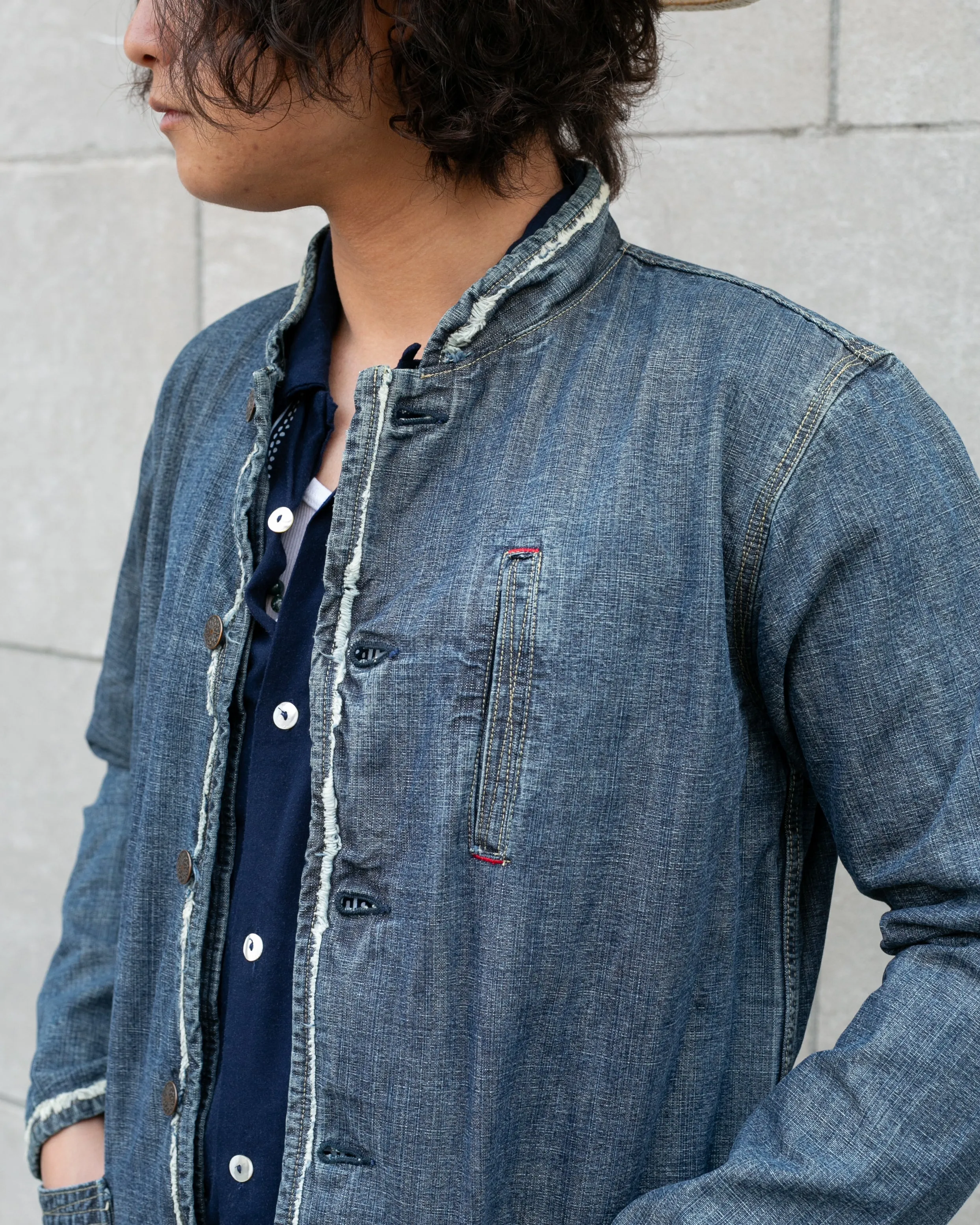 Japanese Repro Denim Coverall Chore Coat, Eternal Brand, Frayed Denim - M