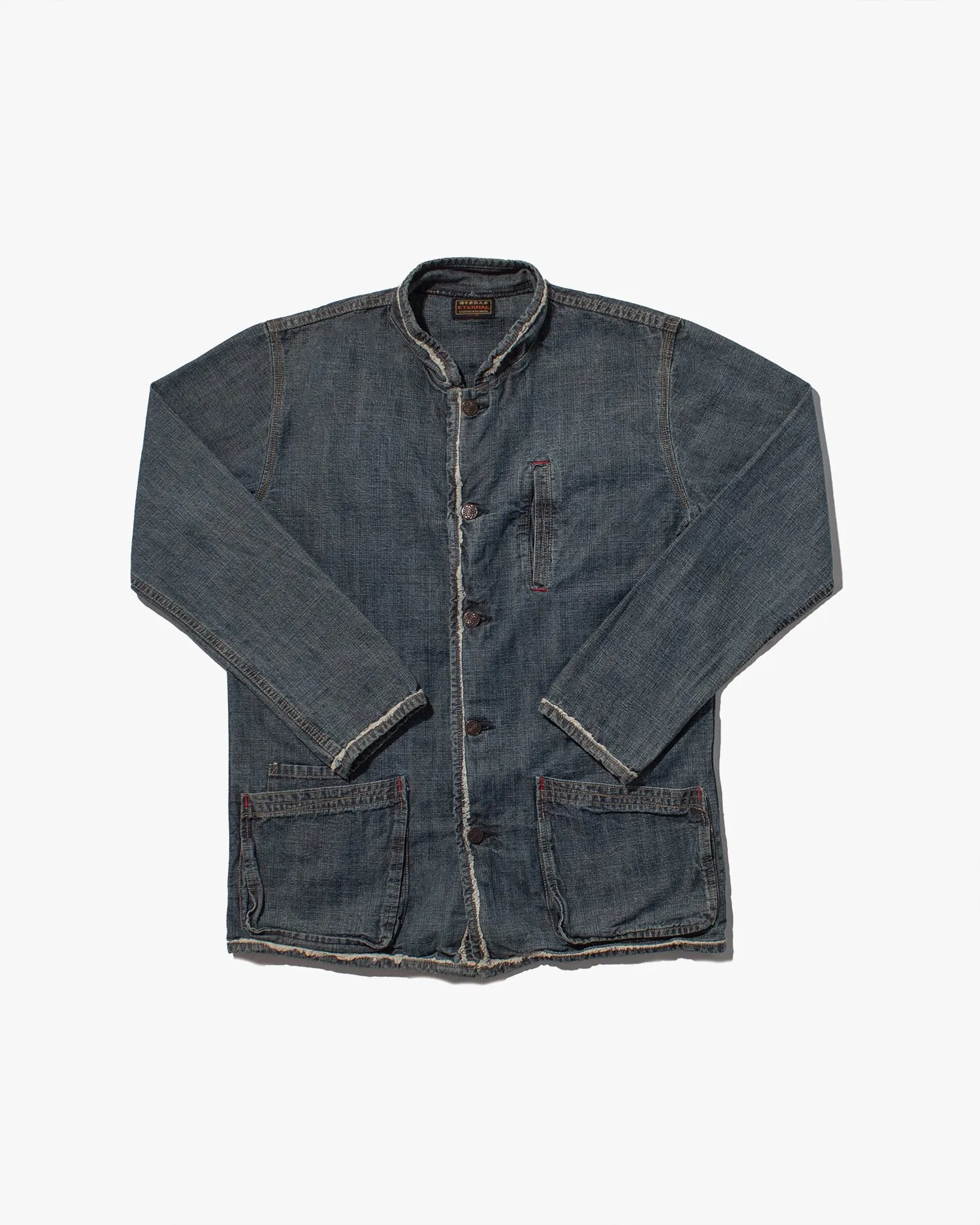 Japanese Repro Denim Coverall Chore Coat, Eternal Brand, Frayed Denim - M