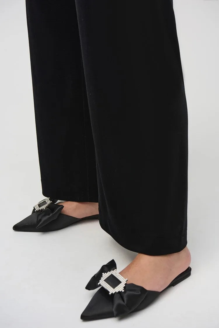 Joseph Ribkoff Black Velvet Wide-Leg Pants