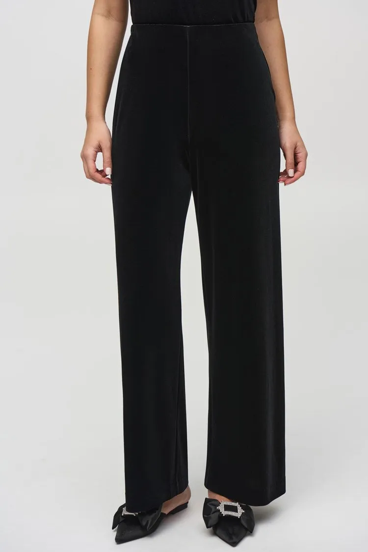 Joseph Ribkoff Black Velvet Wide-Leg Pants