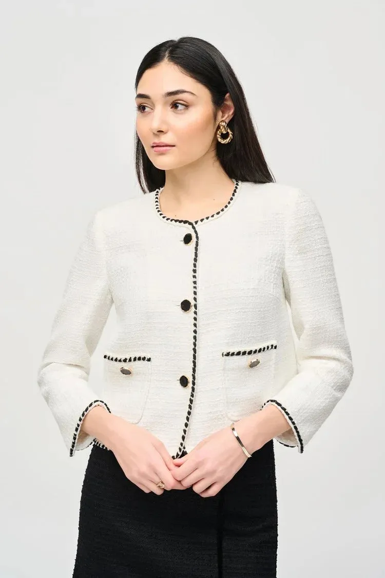 Joseph Ribkoff Bouclé Jacket With Contrast Trim