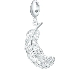 Large Silver Feather Charm