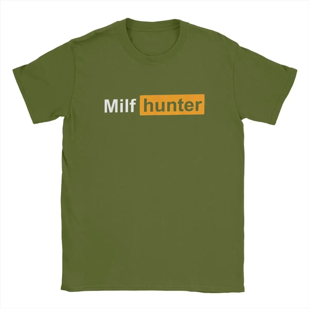 Men T-Shirt MILF Hunter Humor Joke Milfs Leisure Cotton Tee Shirt Short Sleeve Funny Porn T Shirt hub Crewneck Clothes Plus Size