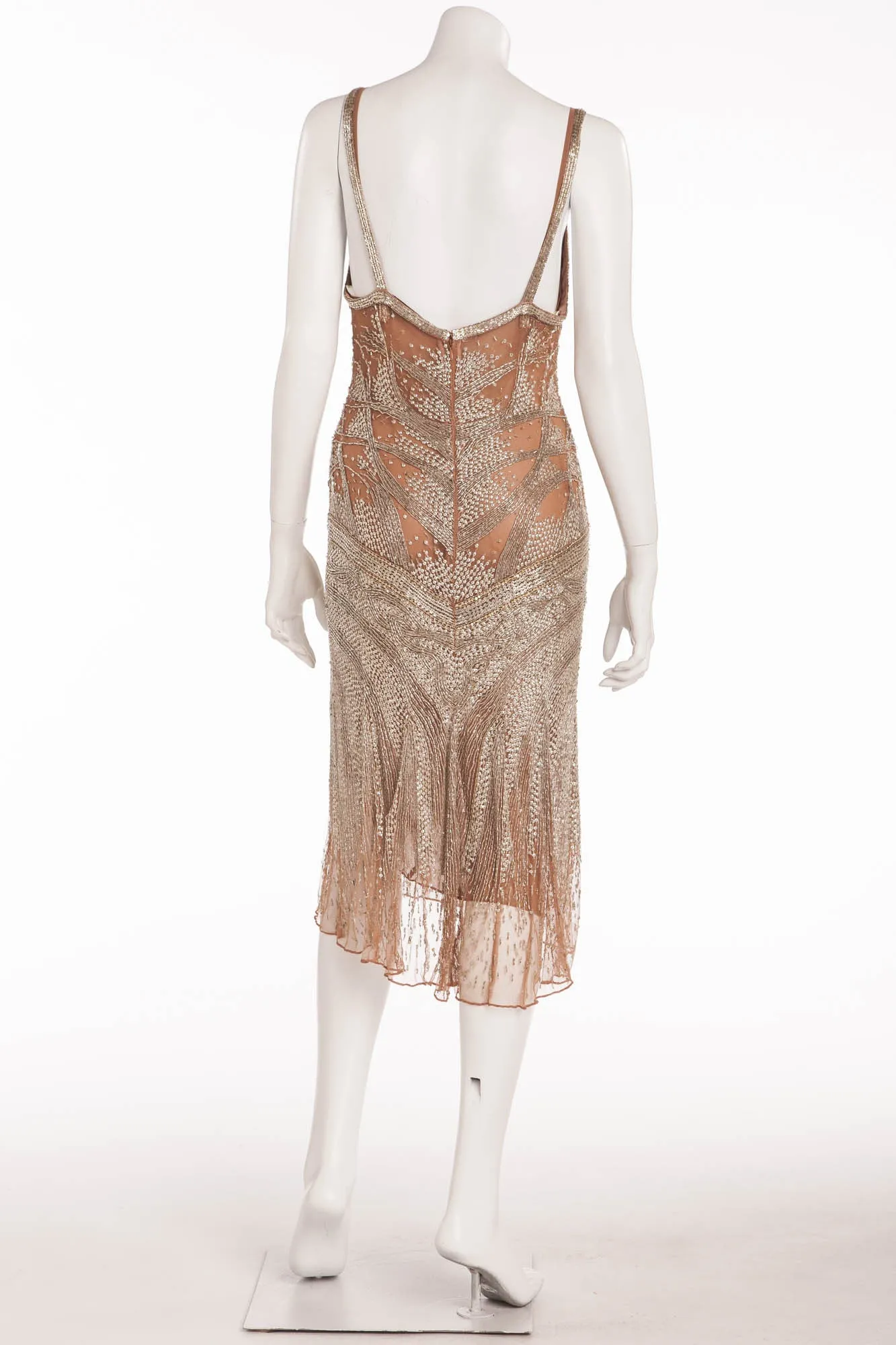 Roberto Cavalli - Brand New Beaded Tank Dress with Mauve Underlay - IT 40