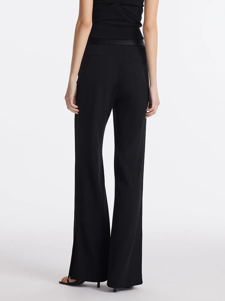 Triacetate Micro-Flared Slit Women Pants